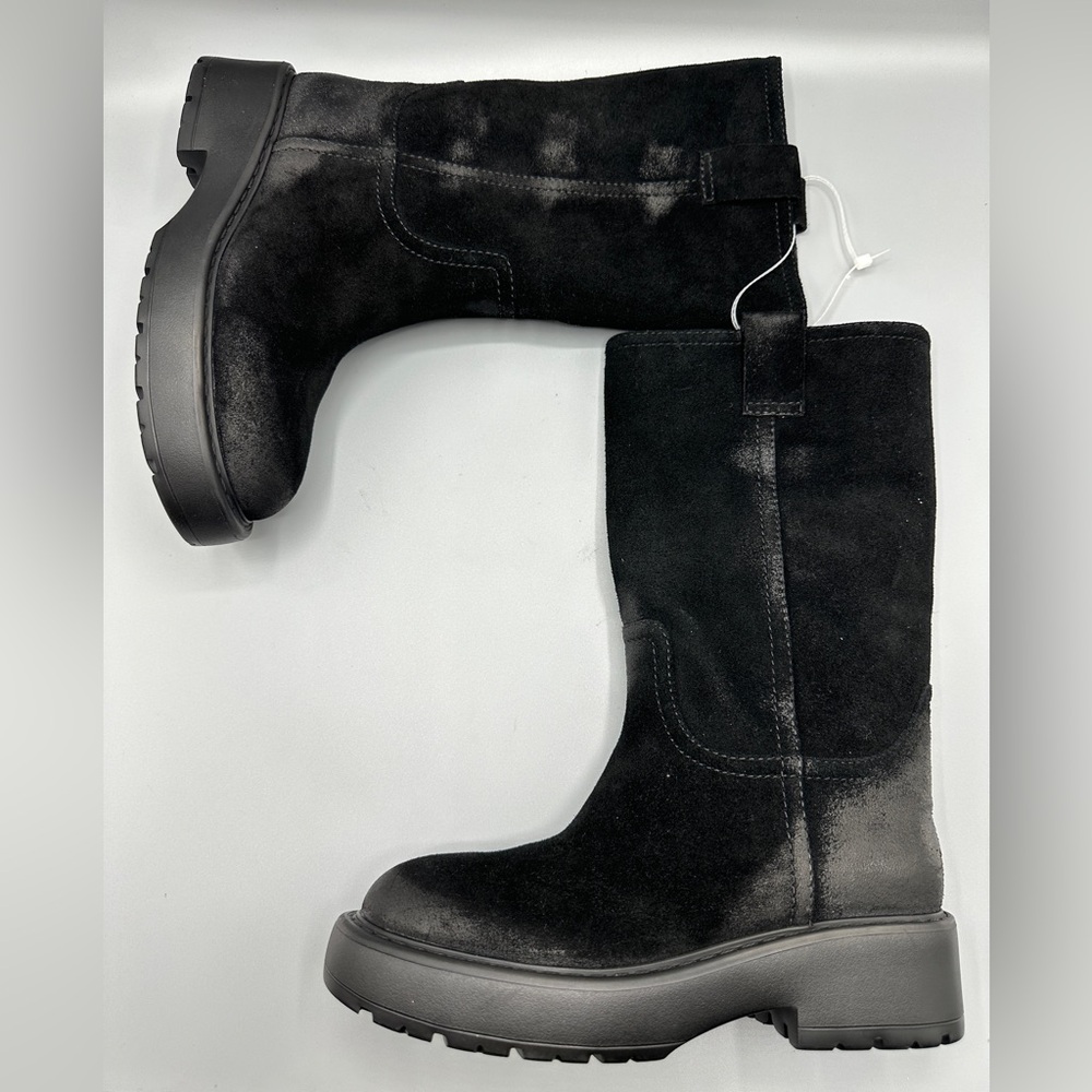 Jeffrey Campbell Suede Leather Combat Boots Chunky Sole Women’s Size 8 Black